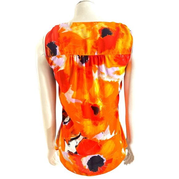 INC International Concepts Size Small Orange Zip Top Modern Art City Chic Vibran - Picture 5 of 9